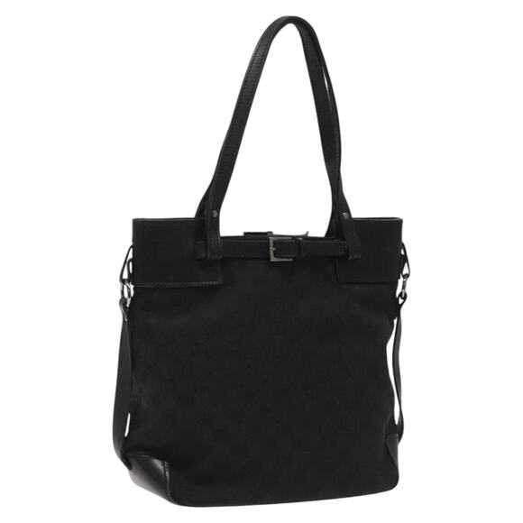 GUCCI GG Canvas Tote Bag Black Silver - Picture 1 of 16